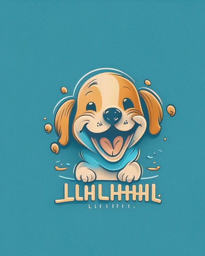 Laughing little puppy logo design Laughing little puppy logo design