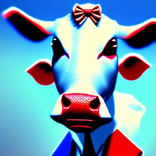 A cow wearing a pantsuit