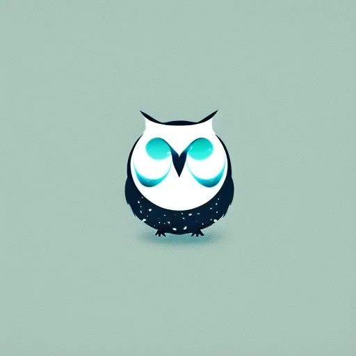 Owl + moon. Logo design minimalist. Soft colors.