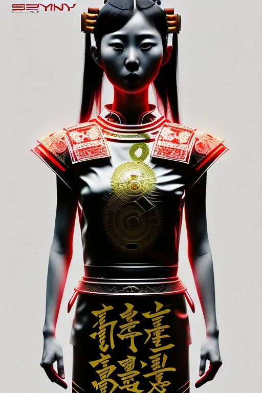 Photo Studio portrait, Asian woman samurai, yakuza body tattoos :: symmetry photography, cyberpunk style :: latex dress, japanese traditional ornaments, red, white, black, led wires, glow eyes, cinematic, Ultra realistic, dark scene, soft color, highly detailed, unreal engine 5, RTX, ultra detail, 3d, finely drawn, high definition.