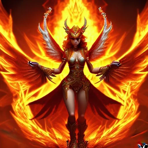  IFRIT god fire inferno wings warrior angel digital art HD wallpaper