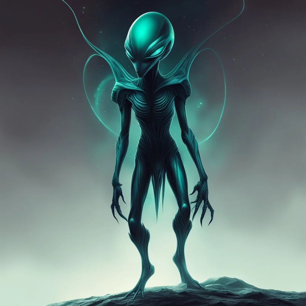 Arte digital de Alien, colores contrastantes, full body