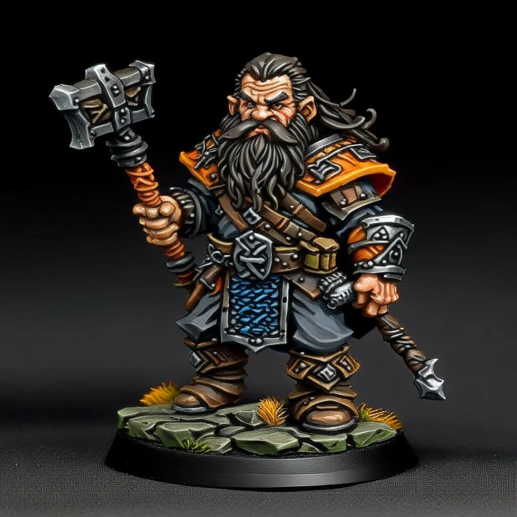 dwarf warrior with crossbow, black hair