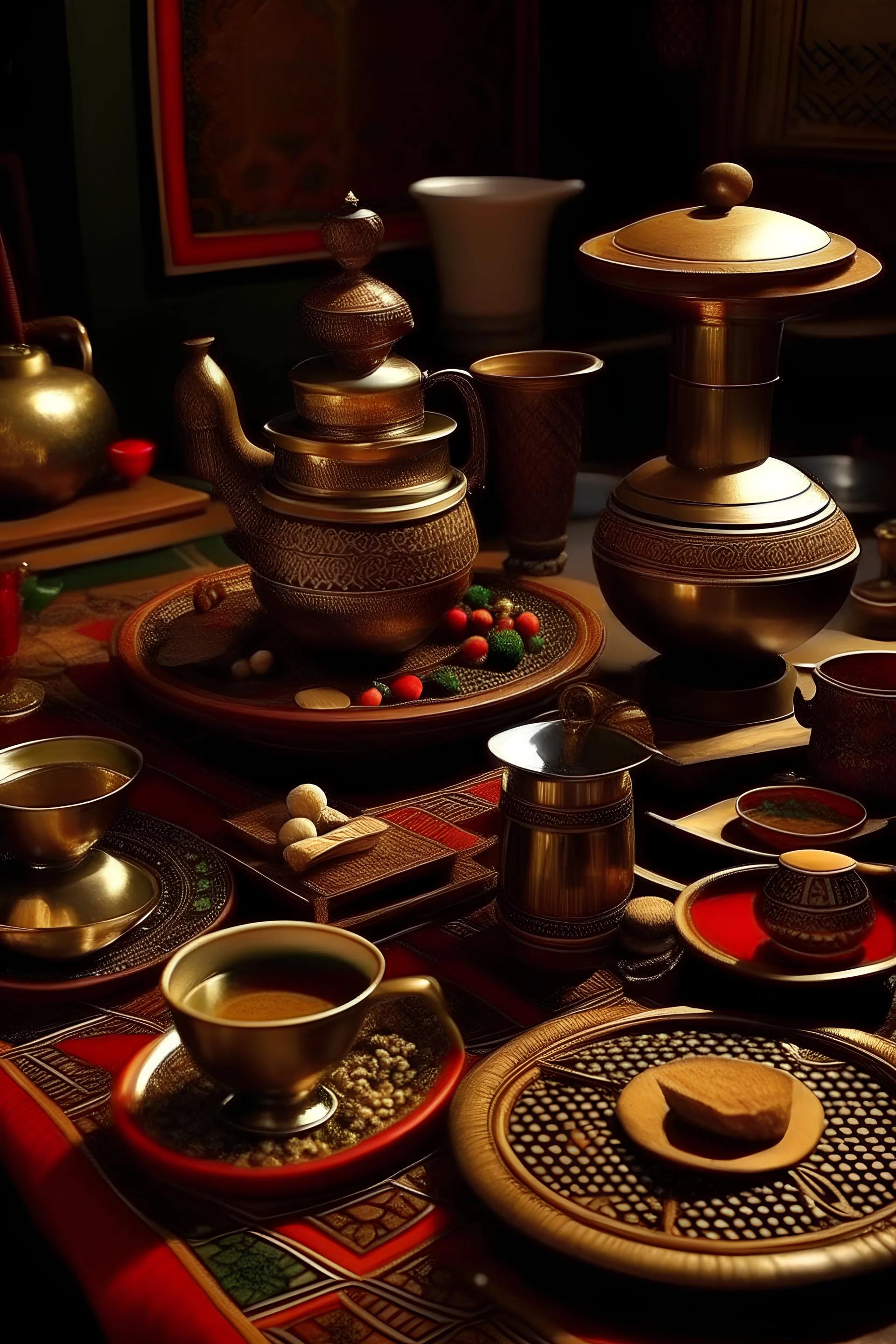 crre un moi un ensemble d'image pour decoré un café chicha marocain
