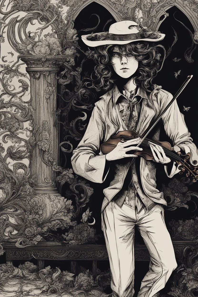 Dark musician with violin
