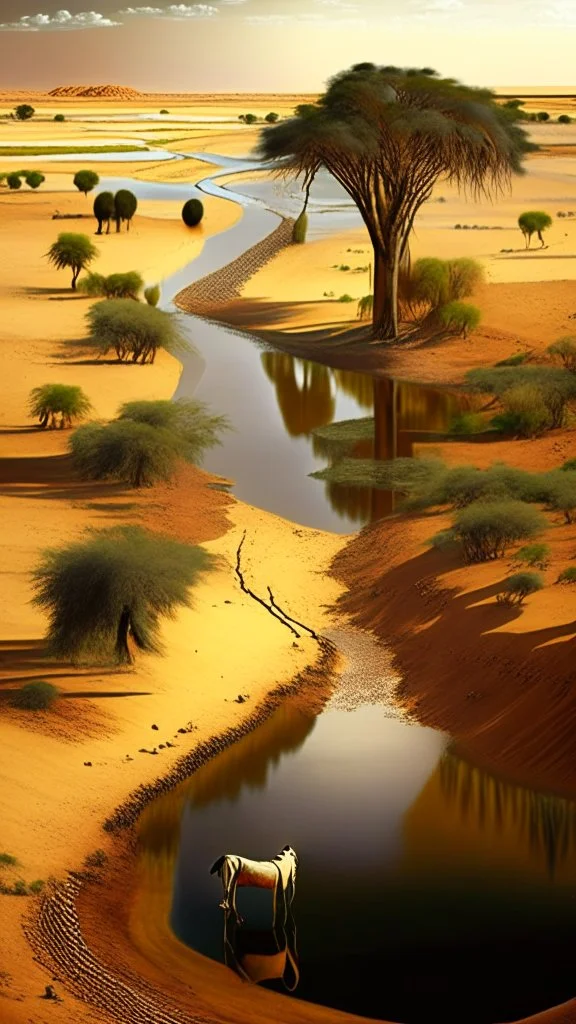 Africa, farming, river and desert