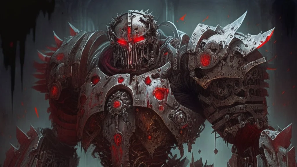 Machine knight, mechanical knight, gears, blood, Horror