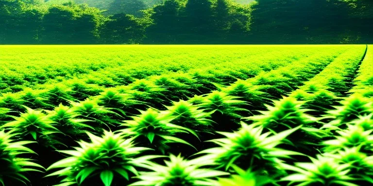 magnificent, realistic, colorful, massive, epic, ray tracing, cinematic, 8k, HD, Ultra High Definition, photo film, film grain, hyper detailed exotic marijuana plant field