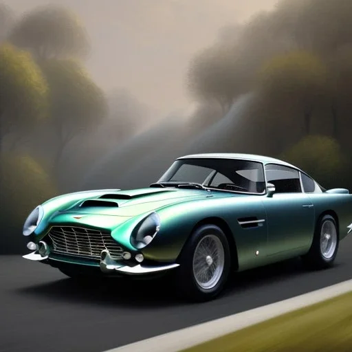 hyperrealism Drawing of '1960 Aston Martin DB4 GT Zagato' three quarter frontal aerial view, by gaston bussiere, greg rutkowski, yoji shinkawa, yoshitaka amano, tsutomu nihei, donato giancola, tim hildebrandt,oil on canvas, cinematic composition,Sharp detail,extreme detail,fit full head inside picture,16k