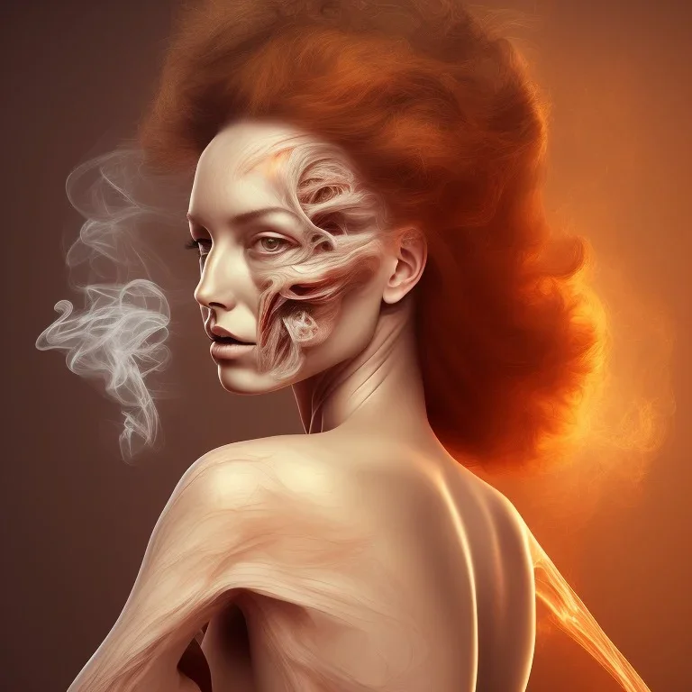 an abstract painting of an elegant lady, smoking, textured, anatomically correct