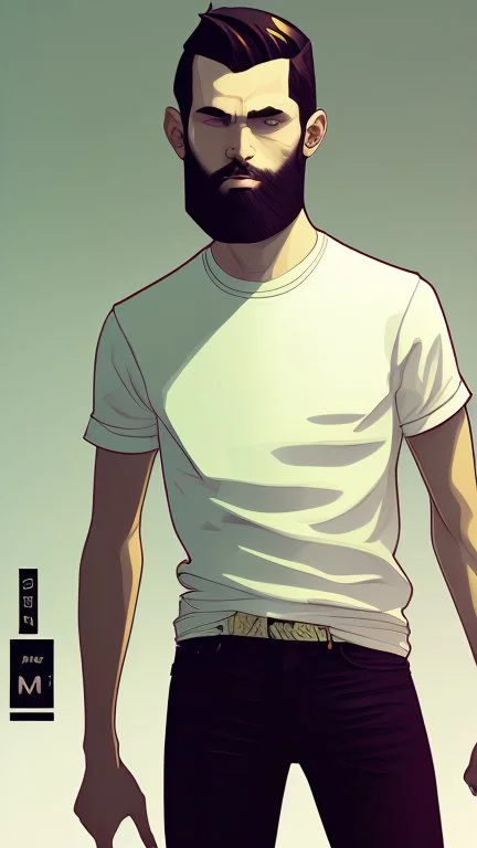 Teen man, blond hair, perfect face, style of tomer hanuka, jeans, white, t-shirt, pompadour