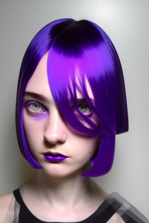 Girl with a purple French bob; modernism; neo-surrealism