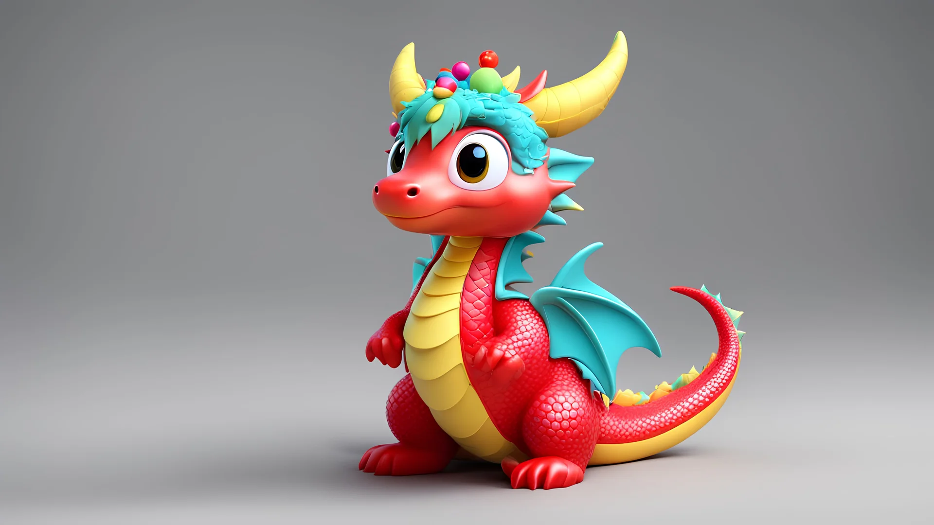 3D toy, IP, cute little dragon, fashion, festive,