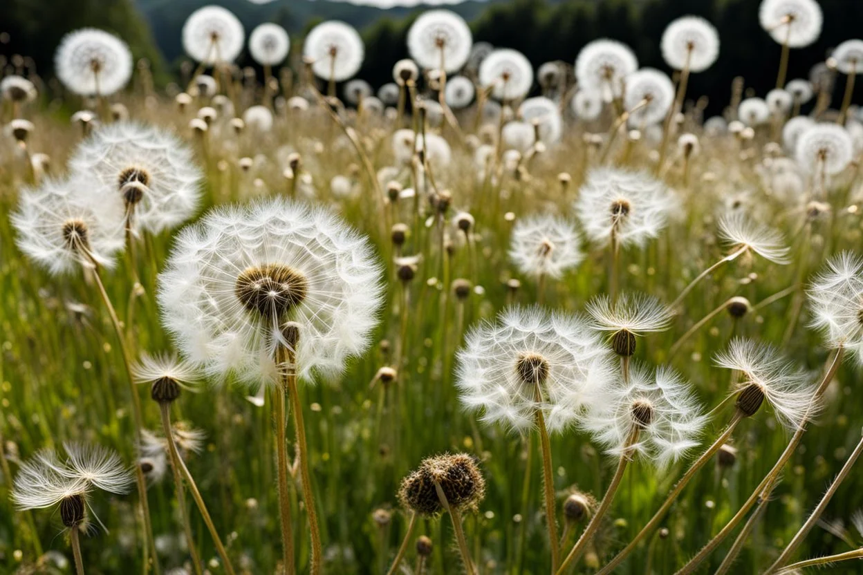 WINDY , summer, harmony, close up dandelion, fibonachy, etheral, beauty, stunning landscape