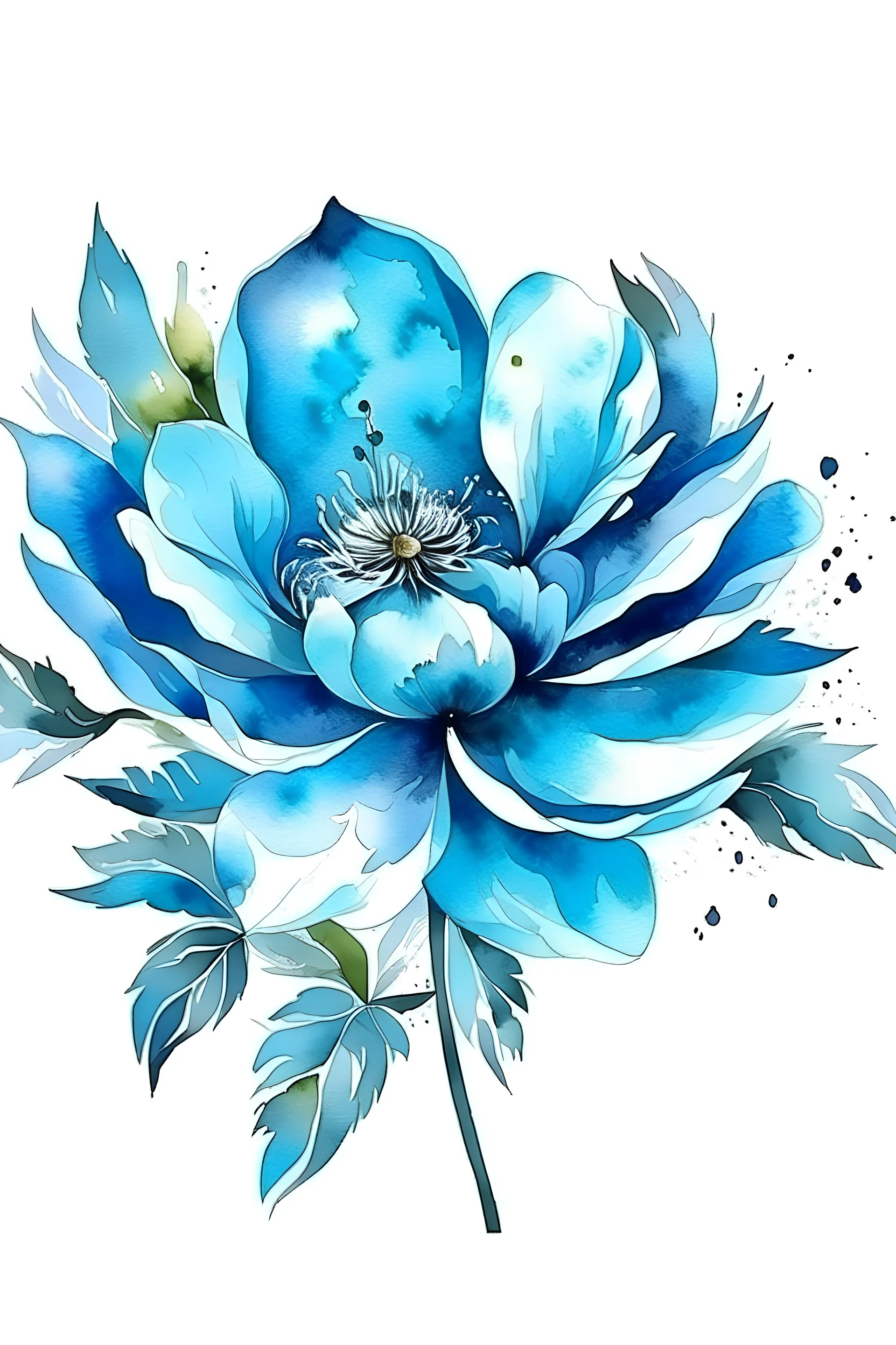 Cerato flower blue. watercolor drawing