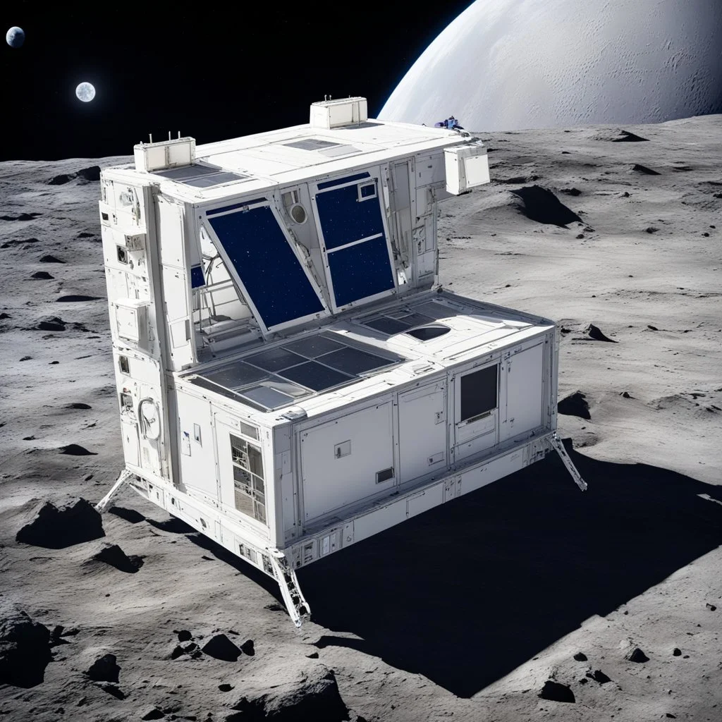 assembling an IKEA piece of furniture in outer space on the Moon