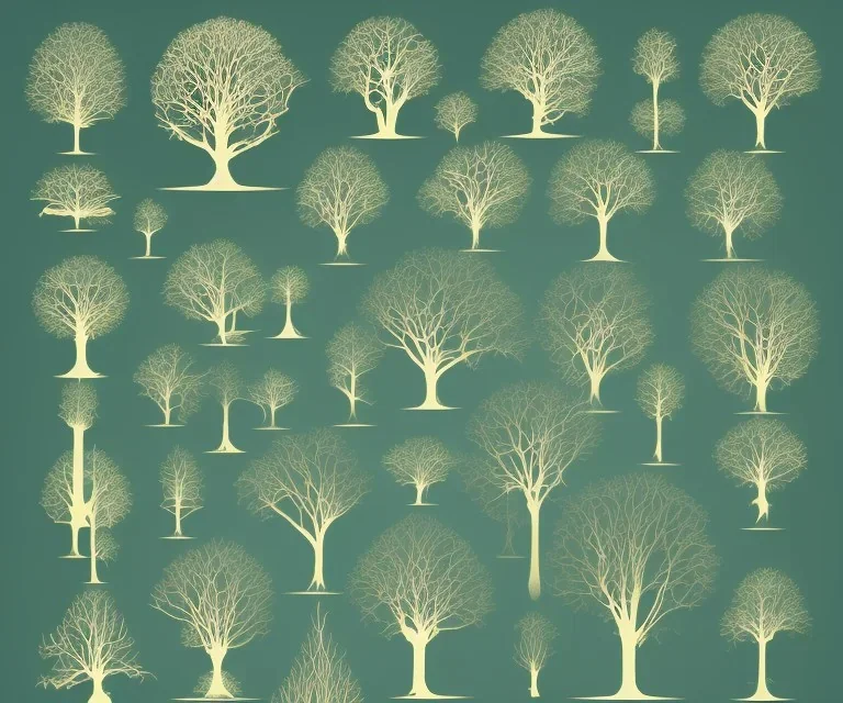 Vector tree one set illustration a beautiful digital art