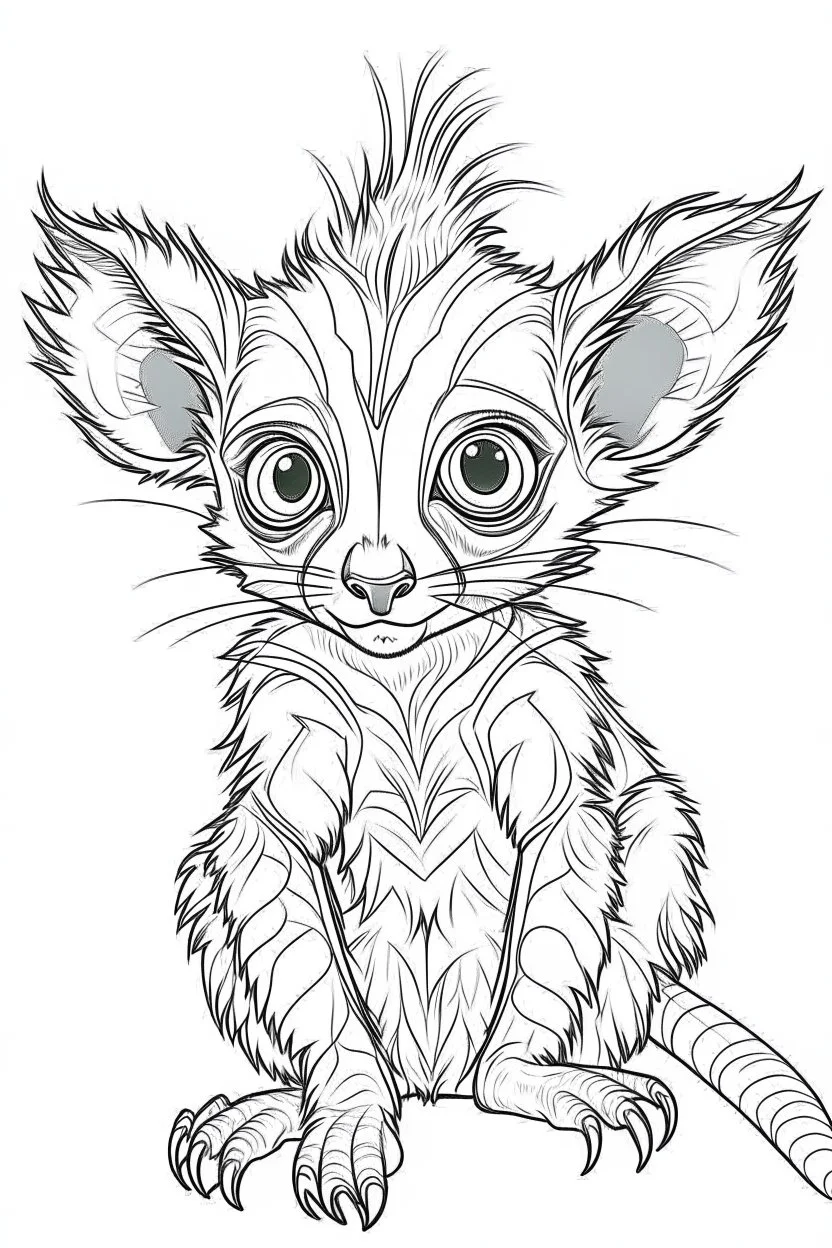 outline art for Lemur Infant coloring pages with sitch, white background, Sketch style, full body, only use outline, toddlers style, clean line art, white background, no shadows and clear and well outlined.