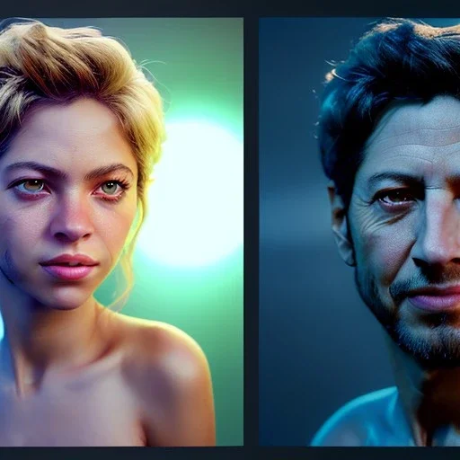 Shakira, artist, Realistic image, waist up portrait. perfect eyes, glow, circle iris. concept art, smooth, unreal engine 5, god lights, ray tracing, RTX, lumen lighting, ultra detail, volumetric lighting, 3d, finely drawn, high definition, 4k.