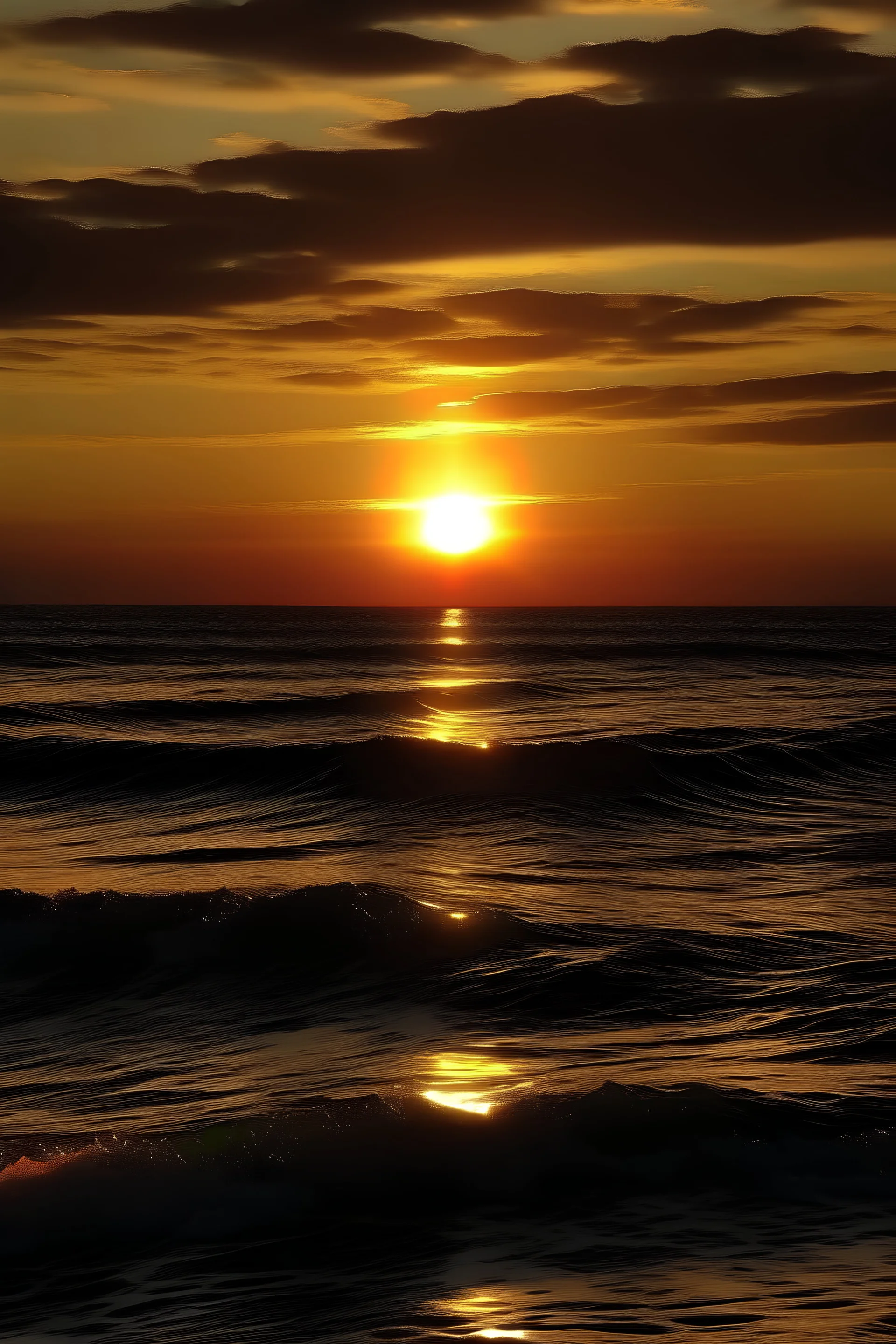 Atardecer sobre el mar estilo Van Ghog