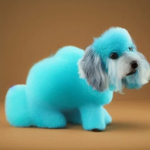 Animated fluffy teal dog with wings