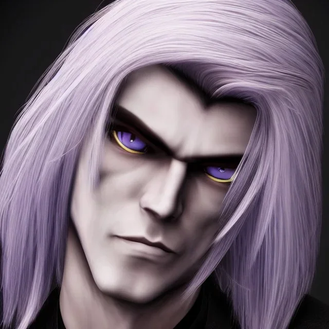 Dark Elf Male White Hair Lavender Eyes