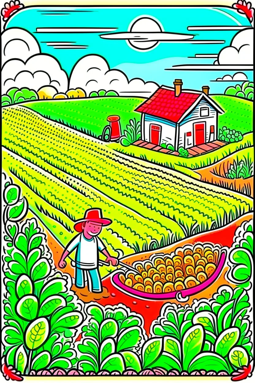 hand painted organic farming cartoon poster