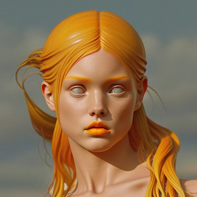 Neoclassicism realistic yellow orange cote d'azur sea woman