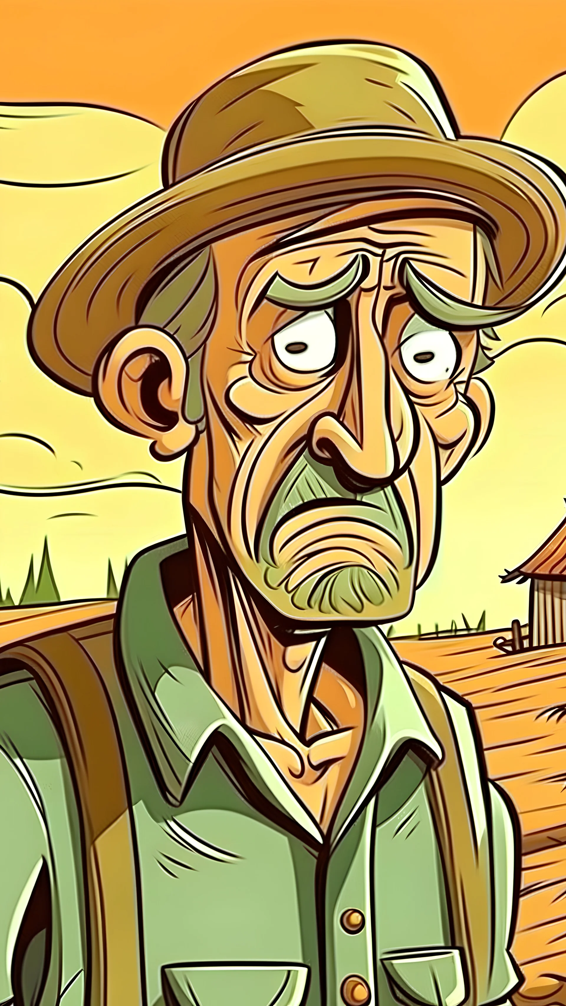 The farmer is very upset and knows that he is going to die in village cartoon image