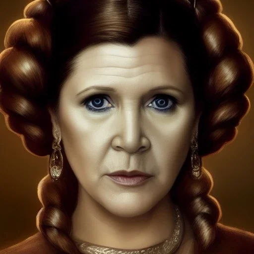 [[extrem stunning photorealistic Carrie Fisher as Princess Leia]] :: [[photorealistic brown eyes, short hair, head and shoulders portrait, 8k resolution photorealistic portrait by Greg Rutkowski, Artgerm, WLOP, Alphonse Mucha, dynamic lighting, hyperdetailed, intricately detailed, triadic colors]]