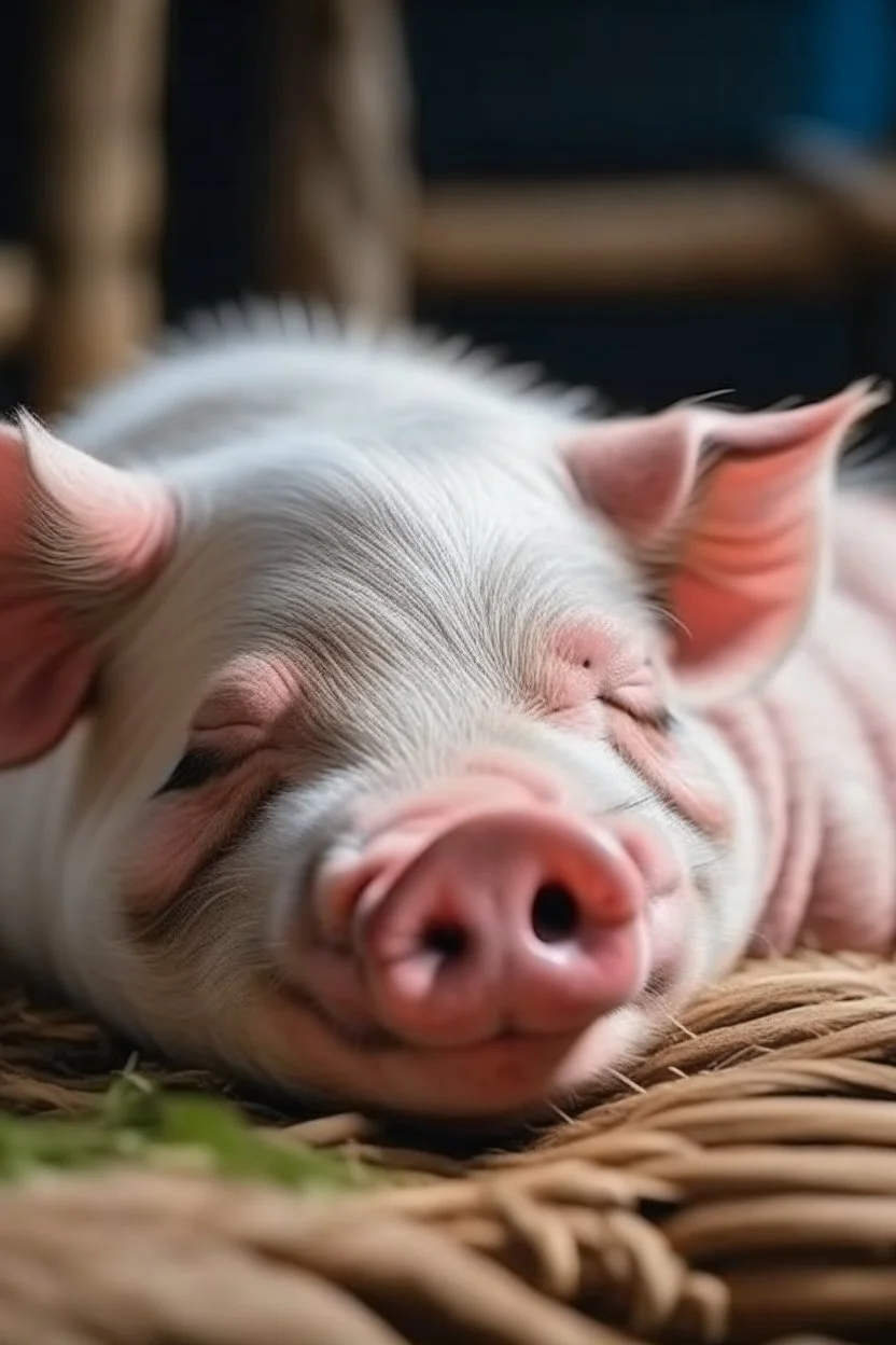 northen pig sleep with smile face