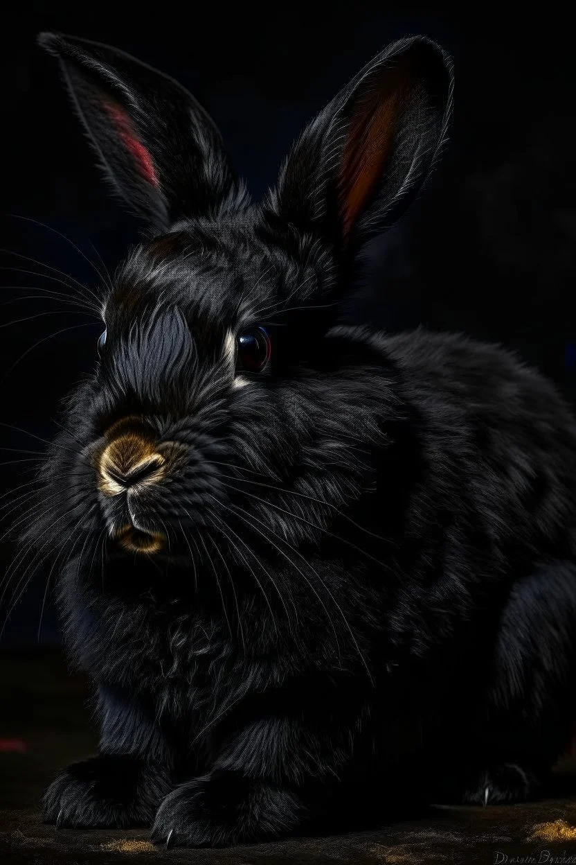 Bear x boar x rabbit hybrid, black, photograph