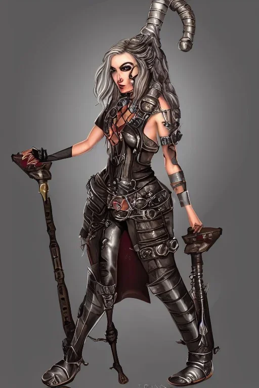 metallic dungeon punk portrait fem