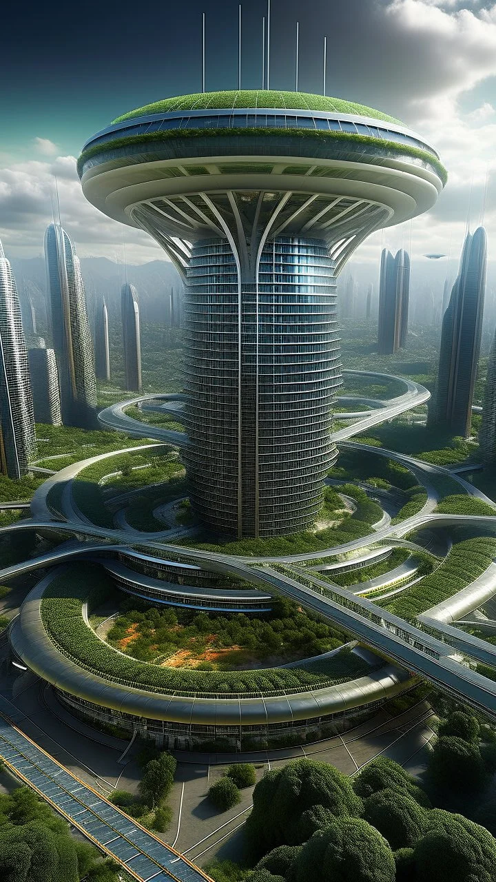 fuuturistic megapolis with center