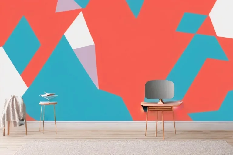 simple colorful 3d geometric installation geometric on white backdrop wallpaper. retro pattern background. abstract motion blurred backdrop wallpaper.