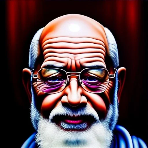 Ultra detailed fullbody Portrait in oil on canvas of Master Roshi ,extremely detailed digital painting, extremely detailed face,crystal clear Big glowing eyes, mystical colors ,perfectly centered image, perfect composition, rim light, beautiful lighting,masterpiece,8k, stunning scene, raytracing, anatomically correct, in the style of robert e howard and Wizyakuza and Ohrai Noriyoshi and Simon Bisley and uncannyknack