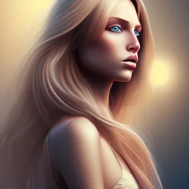 Female, long blond hair, high lights, rusted, diffuse lighting,polished, intricate,highly detailed, illustration