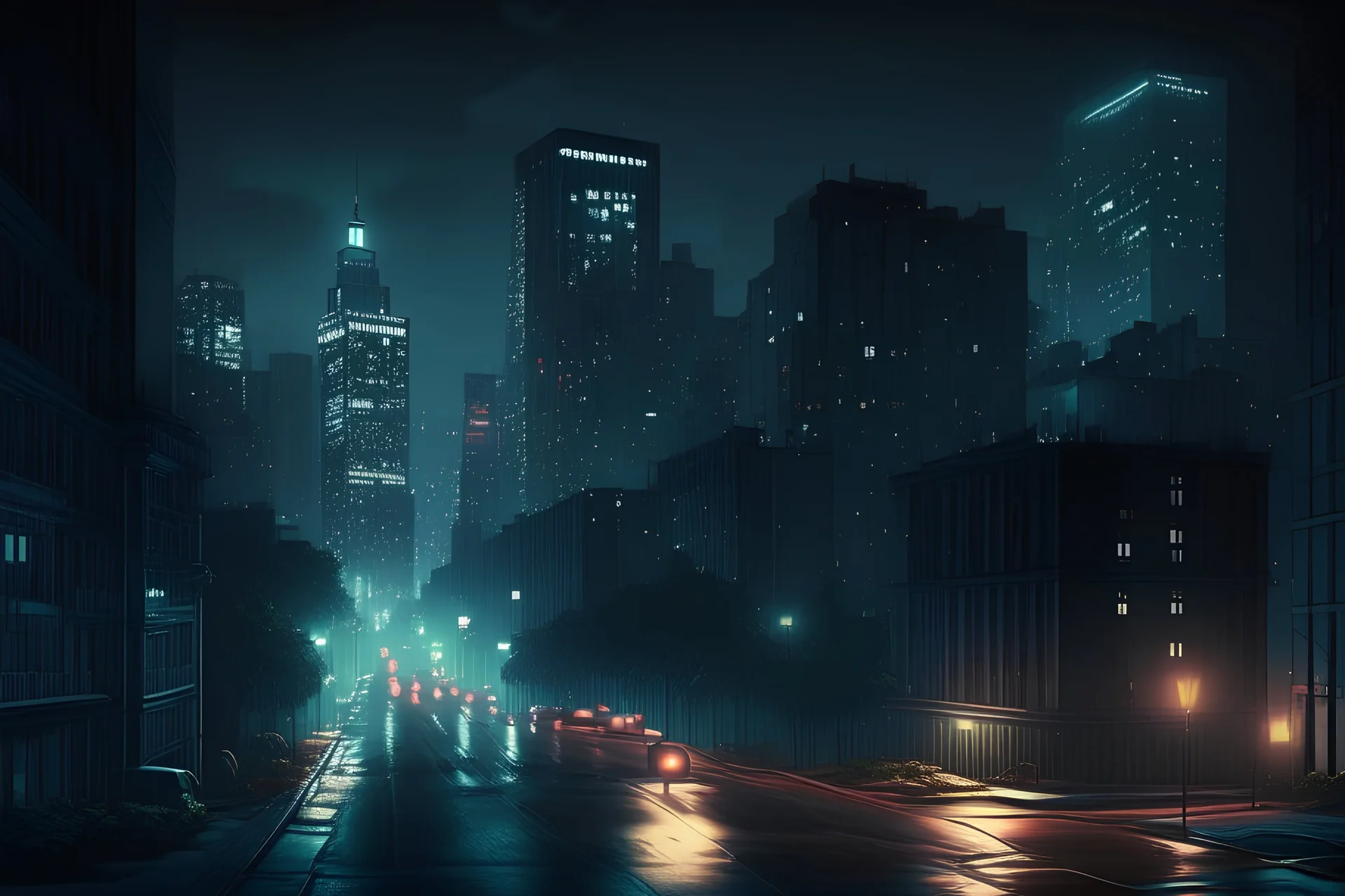 realistic cityscape night-time