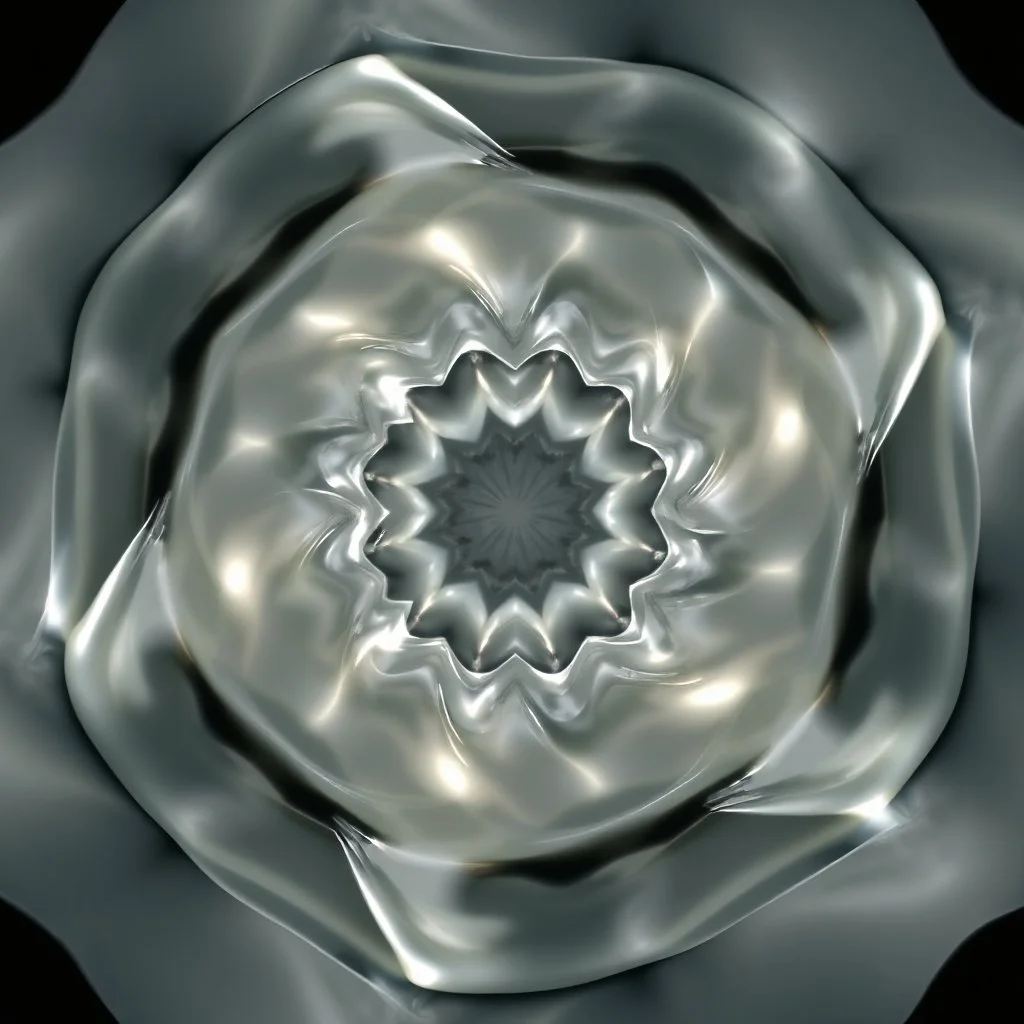 Mesmerizing abstract 3d visual, recursive Symmetrical structure of flowing translucent shapes, centered, soft aesthetic, negetive space.