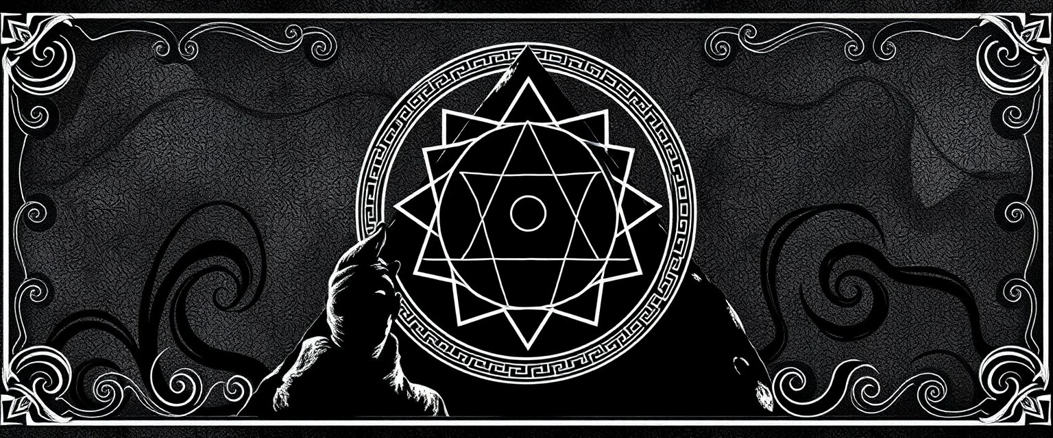 stone age pinball , black swirly border with sacred geometry,
