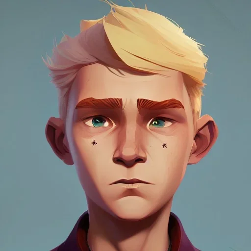 Portrait of a 9 year old warlock blond boy Jim Kay style