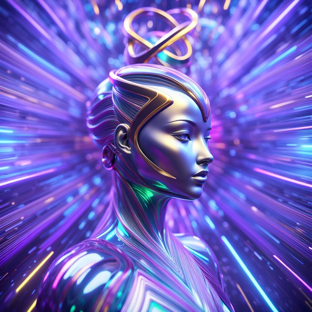 ∞ 3D infinity symbol, perfect infinity ∞, bright colors, +infinity totally-symmetrical ∞, head and upper body, cutting edge technology, exotic, inspiring, fantasy, scientific, friendly, beautiful, octane render, 8k post-production, artstation: award-winning: atmospheric: commanding: fantastical: clarity: 16k: ultra quality: striking: brilliance: liquid medium: stunning colors: amazing depth; lens: f/8, 24mm