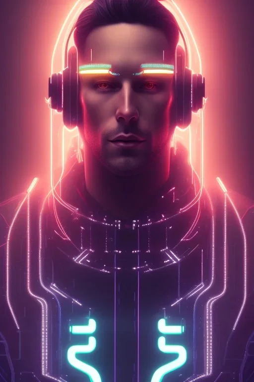 cyberpunk, head, men, portrai, tron