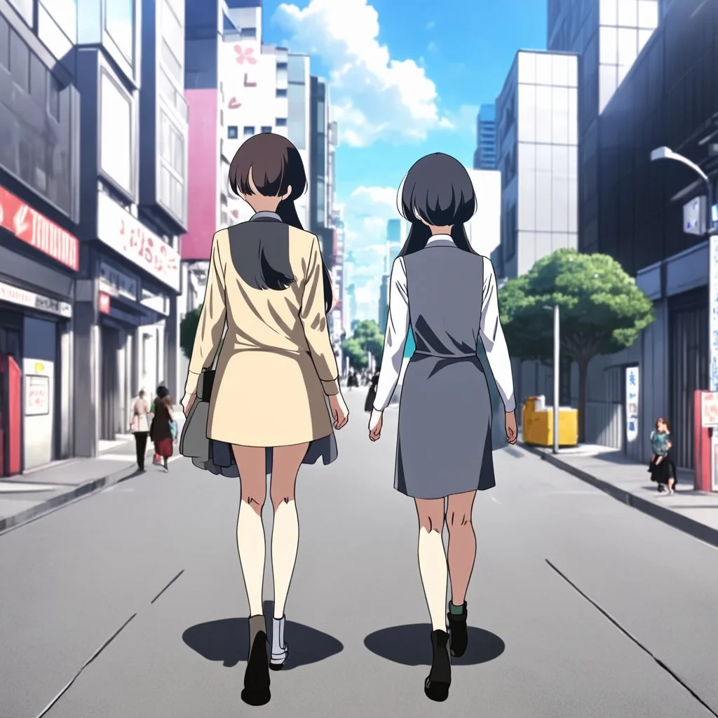 fujiko mine walking on street with lupin third