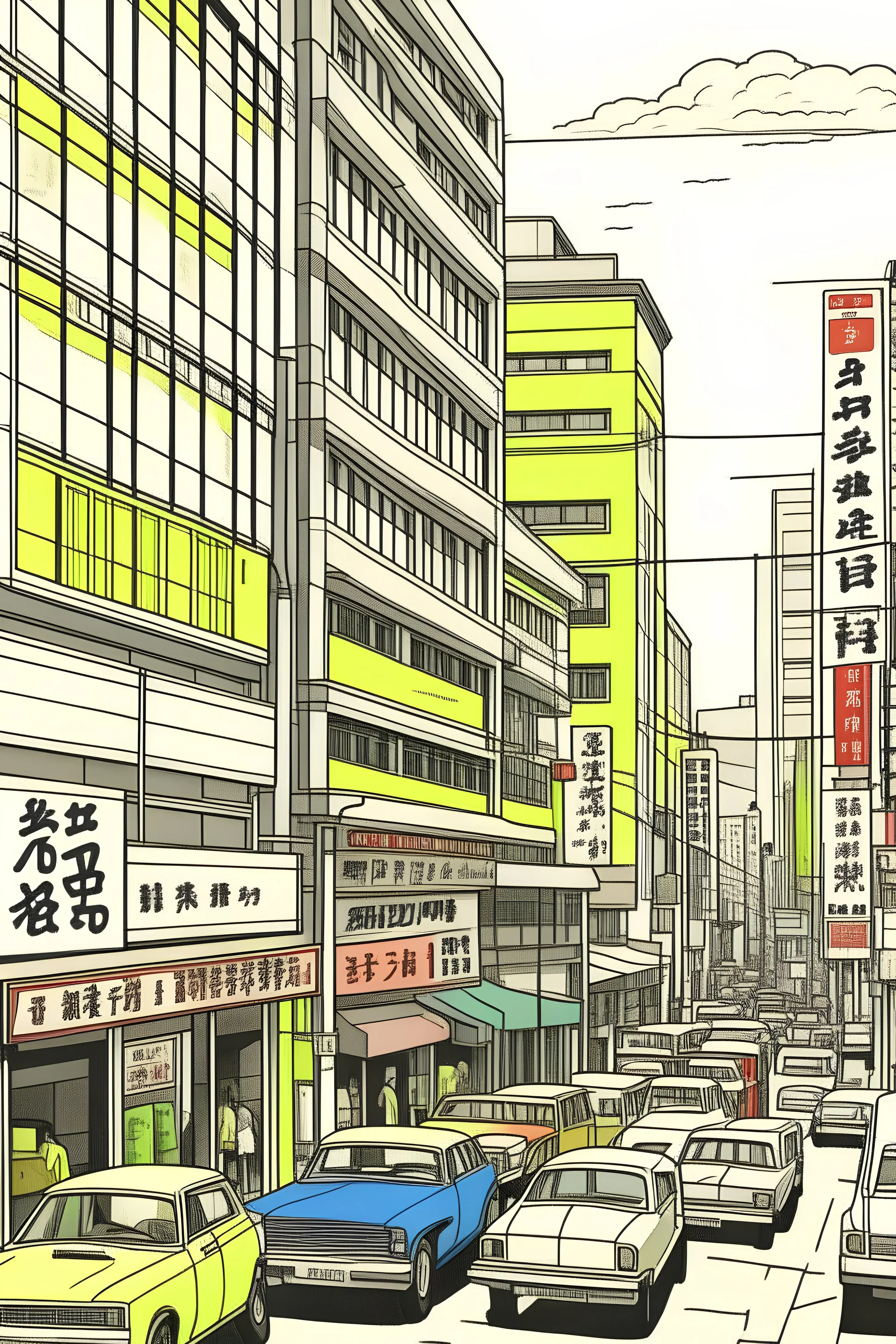 draw tokyo from the 60s