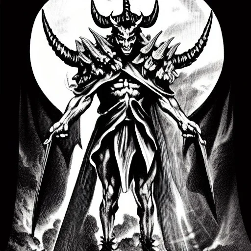 Devil demon satan king knights war code prophecy black and white