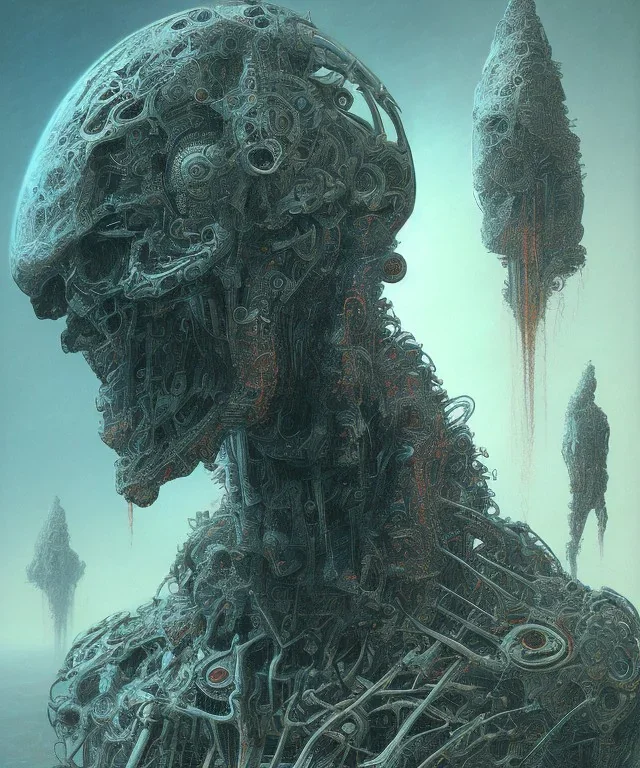 artificial intelligence. ink, poster, beksinski