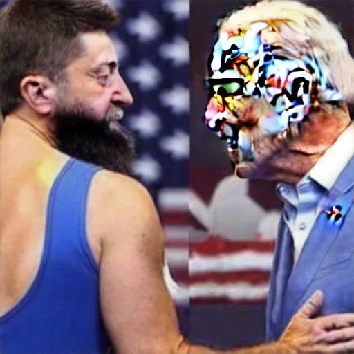 Volodymyr Zelensky WITH A BEARD wearing TANKTOP KISSING JOE BIDEN