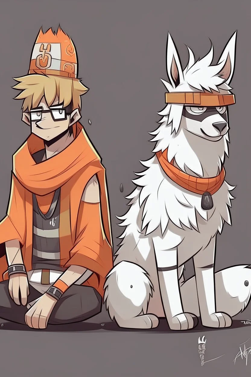 llamas in the style of naruto