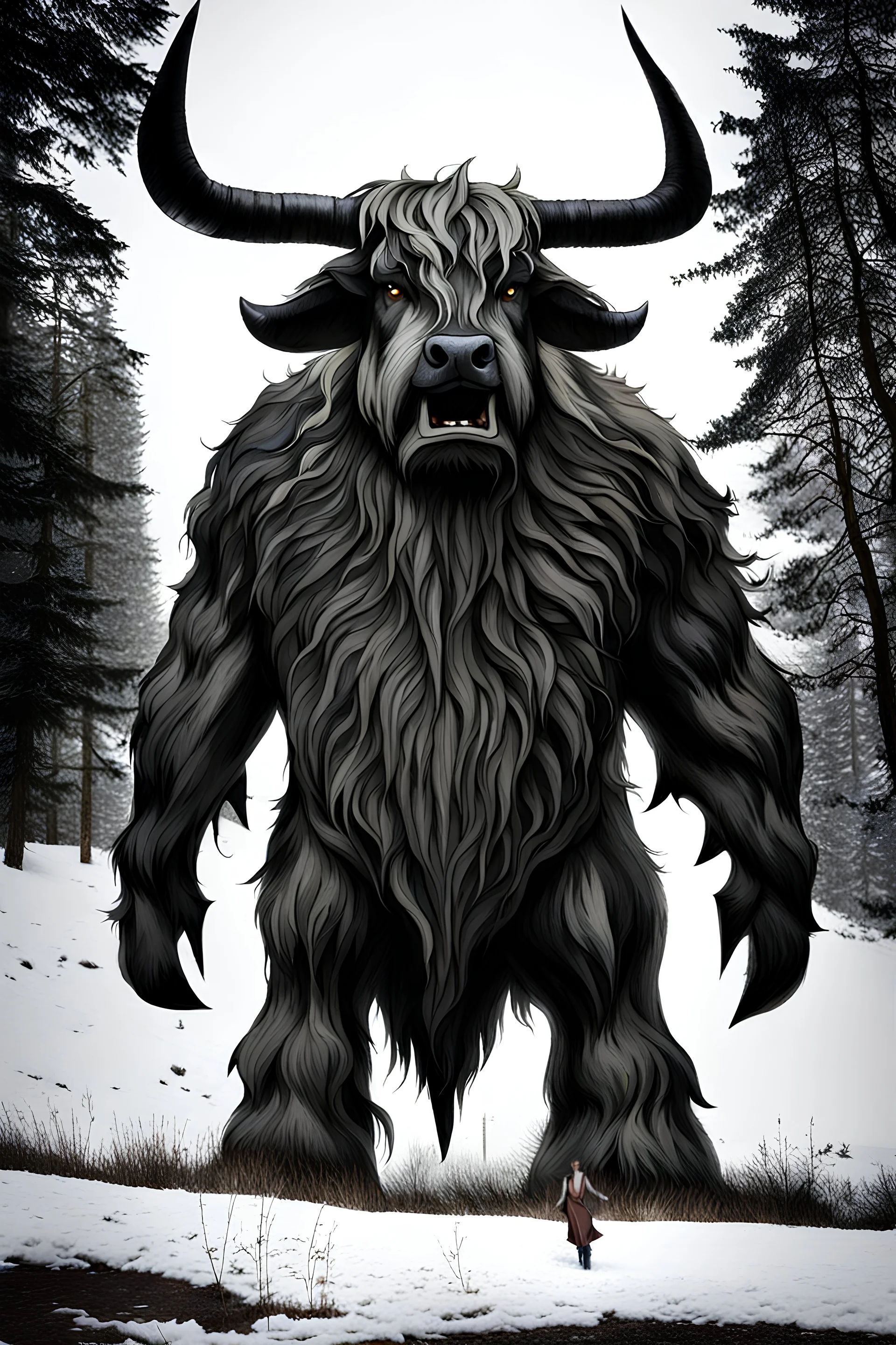 Giant highland cow demon